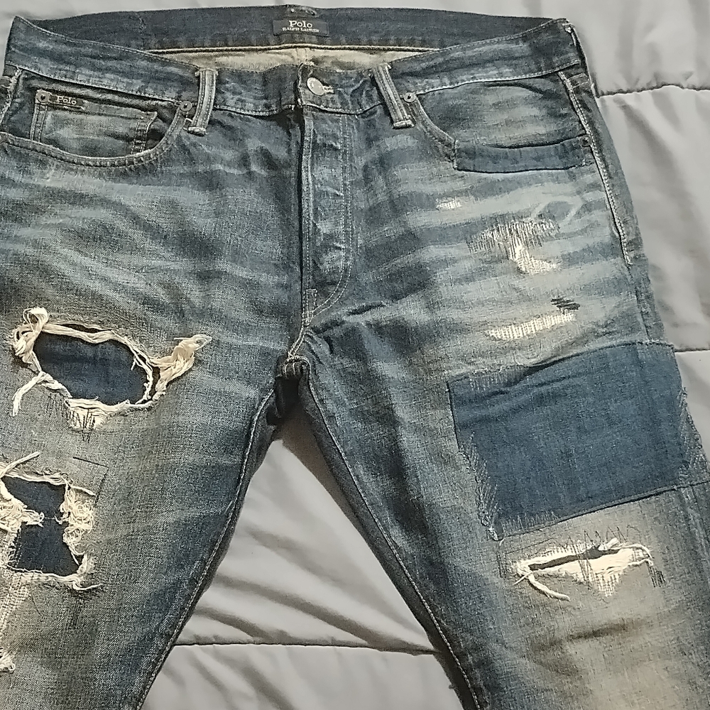 Polo by Ralph Lauren Men's Relaxed Fit Distressed Denim Jeans